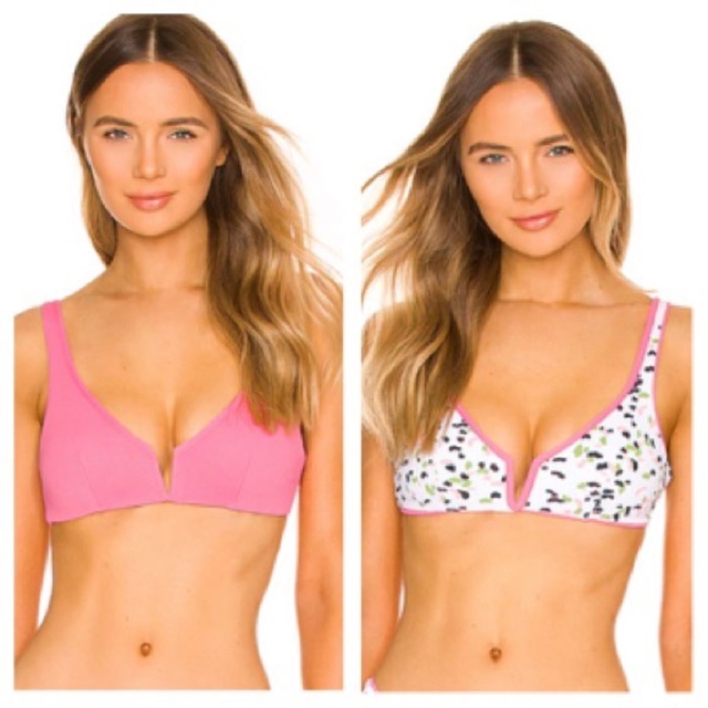 Maaji Lipstick Rose Victory Reversible Bikini Top S NWT